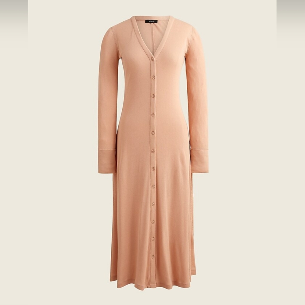 NWT J.Crew Dusty Pink Ribbed Midi Dress